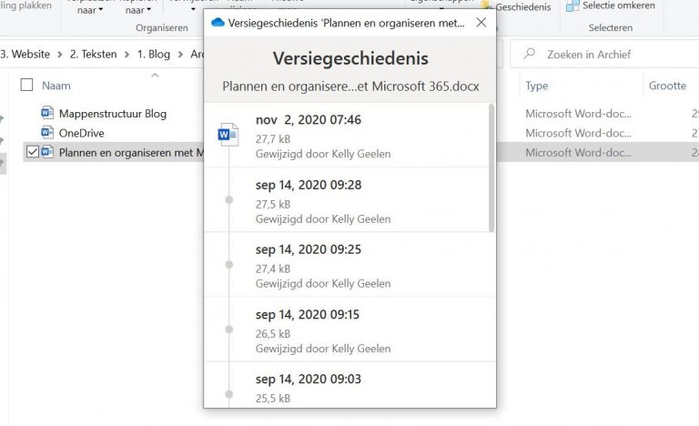 Versiegeschiedenis