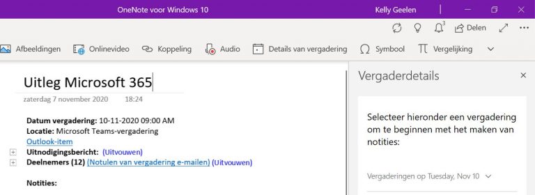 Vergadering in OneNote