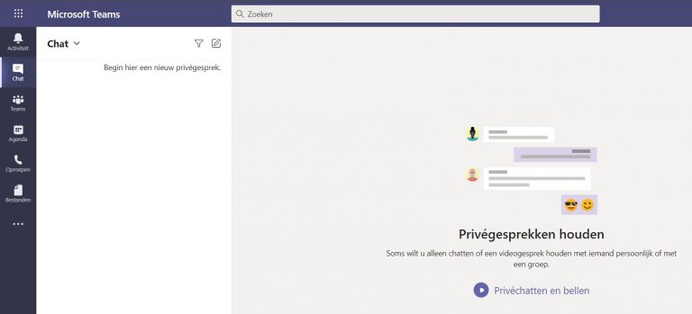 Nieuwe chat starten in Teams