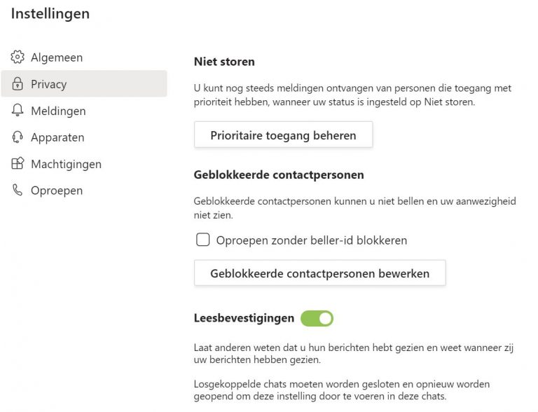 Leesbevestiging in Microsoft Teams
