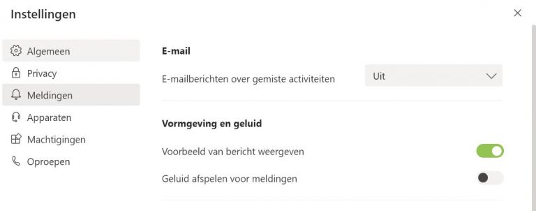 Meldingen beheren Microsoft Teams